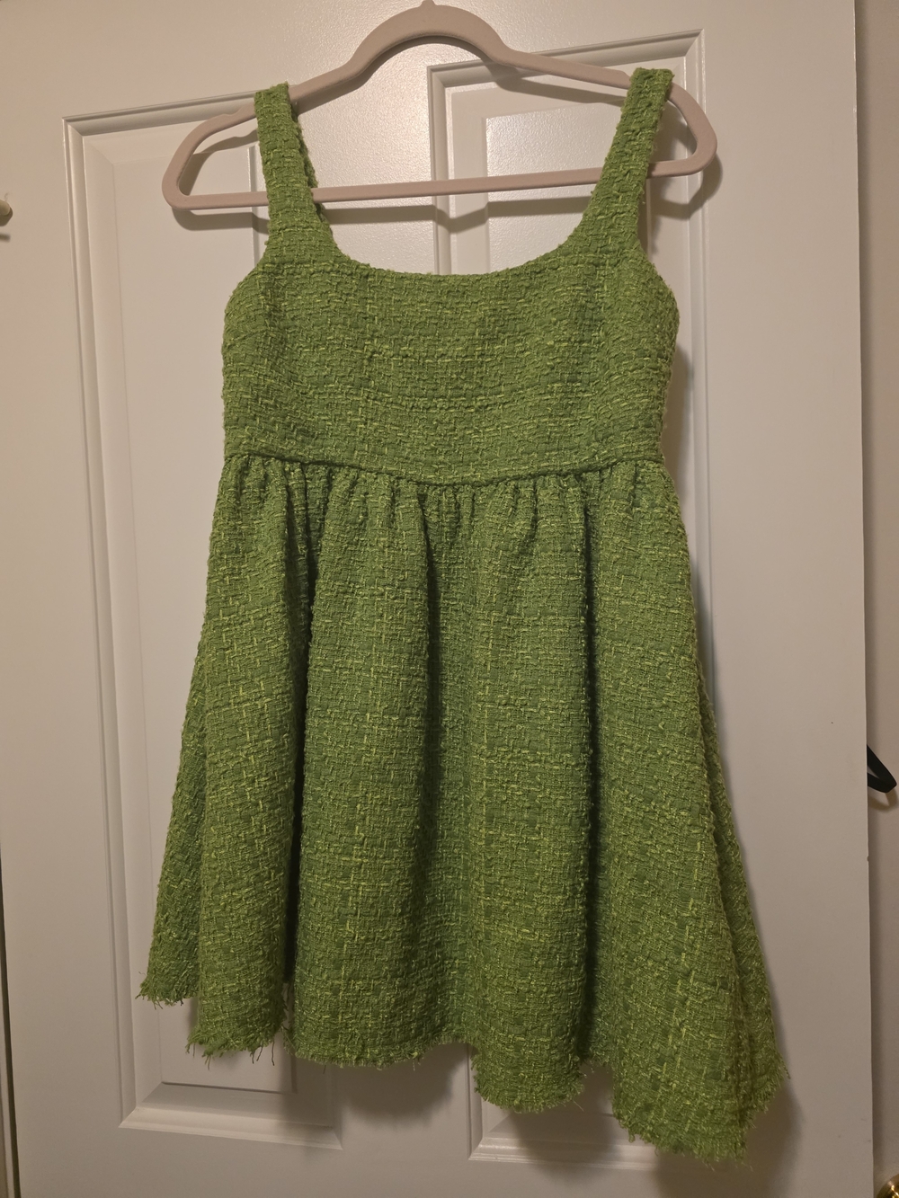 Zara Lime Green Textured Sleeveless Dress